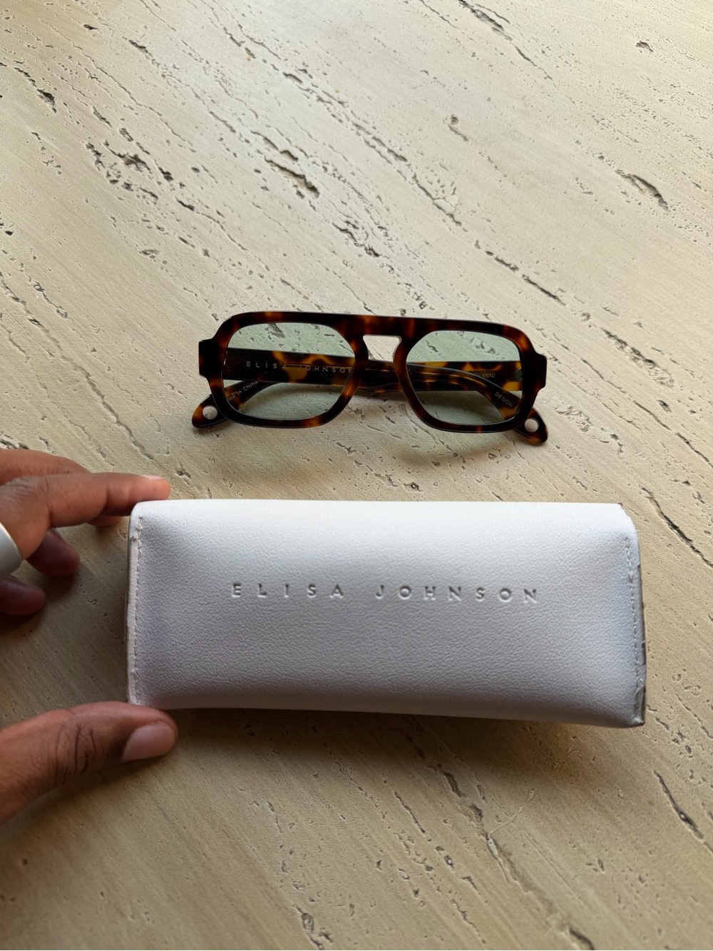 Elisa Johnson Jane Mini Sunglasses in Brown Tortoise